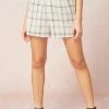 Purple Door Boutique Cream Black Plaid High Waist Shorts