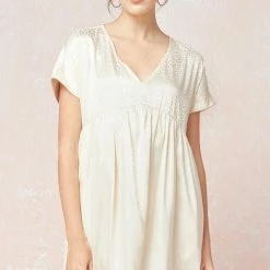 Purple Door Boutique Summer SALE Spotted Ways Cream Satin Babydoll Dress