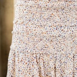 Purple Door Boutique Colorful Cream Smocked Mini Skirt Ladies'