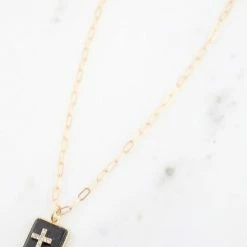 Purple Door Boutique Cross Stone Charm Necklace