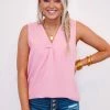 Purple Door Boutique Simple Elegance Baby Pink Top Ladies'