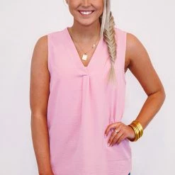 Purple Door Boutique Simple Elegance Baby Pink Top Ladies'