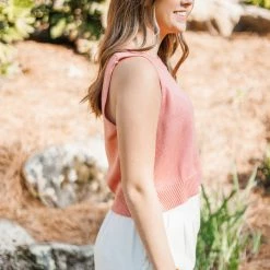 Purple Door Boutique Teak Rose Sweater Tank Top New Arrivals