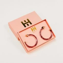 Purple Door Boutique Jewelry Dark Pink Glitter Large Hoop Earrings