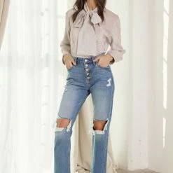 Kan Can Jeans Kan Can Distressed Straight Fit Jeans