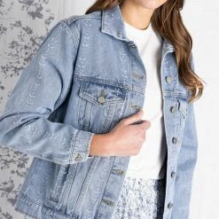 Purple Door Boutique Vintage Embroidered Blue Denim Jacket Ladies'