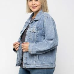 Purple Door Boutique Vintage Embroidered Blue Denim Jacket Ladies'