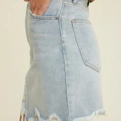 Purple Door Boutique Light Blue Denim Mini Skirt New Arrivals