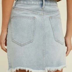 Purple Door Boutique Light Blue Denim Mini Skirt New Arrivals