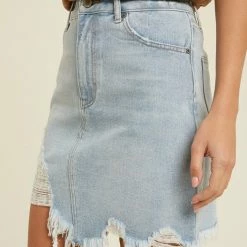 Purple Door Boutique Light Blue Denim Mini Skirt New Arrivals