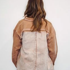 Purple Door Boutique New Arrivals Washed Caramel Lightweight Denim Jacket