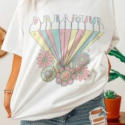 Purple Door Boutique Vintage White Dreamer Graphic Tee