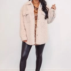 Purple Door Boutique Winter Heart Cream Sherpa Jacket