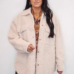 Purple Door Boutique Winter Heart Cream Sherpa Jacket