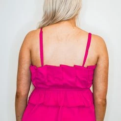 Purple Door Boutique Sunshine Promises Magenta Peplum Top New Arrivals