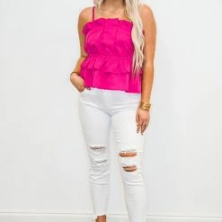 Purple Door Boutique Sunshine Promises Magenta Peplum Top New Arrivals
