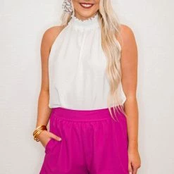 Purple Door Boutique Coastal Days Off White Sleeveless Top