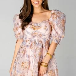 New Arrivals Buddy Love Colby Puff Sleeve Mini Dress Spacey