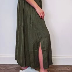 Purple Door Boutique Timeless Impression Olive Maxi Skirt