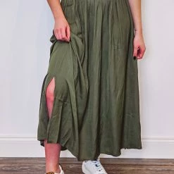 Purple Door Boutique Timeless Impression Olive Maxi Skirt