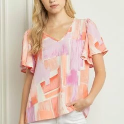 Purple Door Boutique Pretty In Pink Printed Top New Arrivals