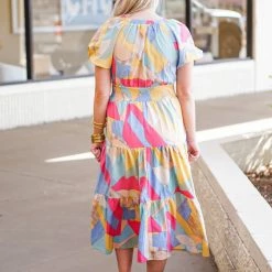 Purple Door Boutique New Arrivals Multicolor Golden Blue Midi Dress 5 Purple Door Boutique New Arrivals Multicolor Golden Blue Midi Dress