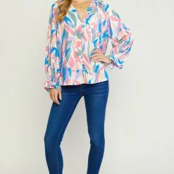 The Purple Door Boutique White Pastels Button Down Top