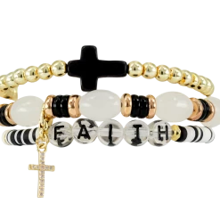 Purple Door Boutique Erimish Faith Cross Black Bracelet
