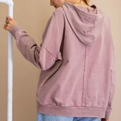 Purple Door Boutique Faded Plum Mineral Washed Hoodie New Arrivals