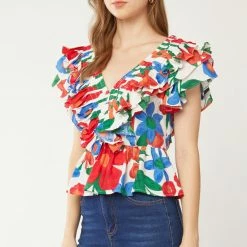 Purple Door Boutique Ladies' Summer Days Floral Peplum Top