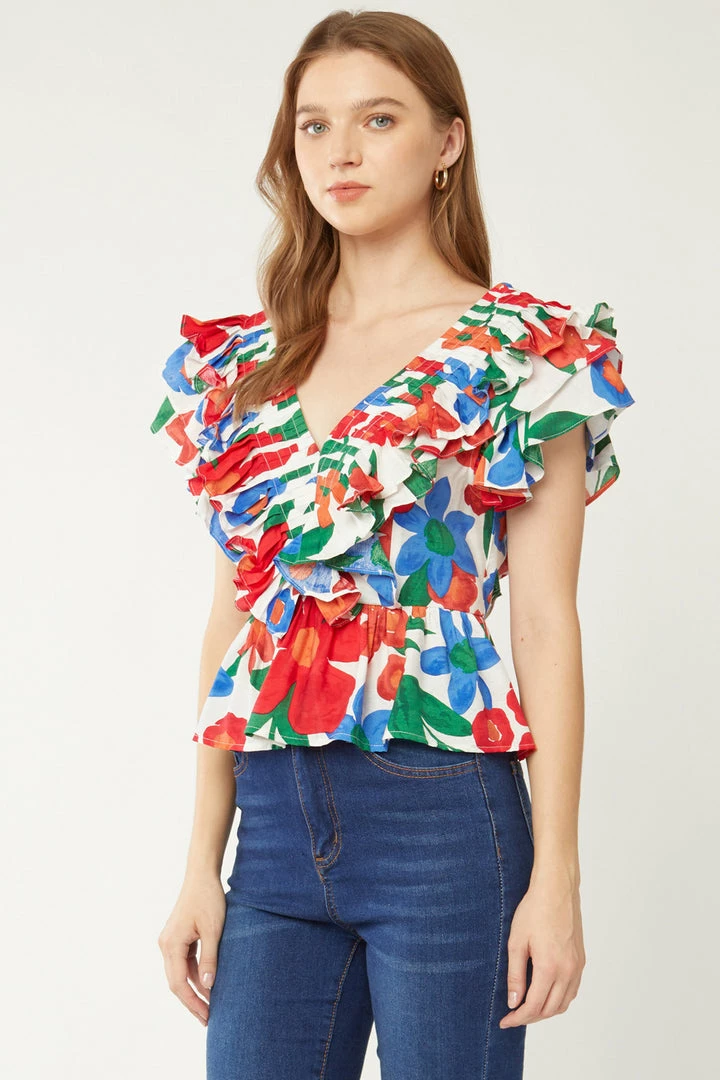 Purple Door Boutique Ladies' Summer Days Floral Peplum Top 2 Purple Door Boutique Ladies' Summer Days Floral Peplum Top