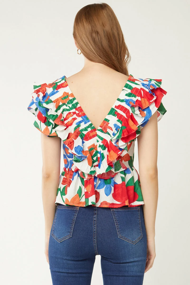 Purple Door Boutique Ladies' Summer Days Floral Peplum Top 4 Purple Door Boutique Ladies' Summer Days Floral Peplum Top