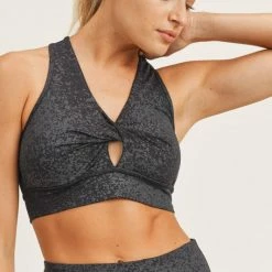 Mono B Athleisure New Arrivals Mono B Black Flake Foil Sports Bra