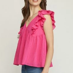 Purple Door Boutique Boardwalk Beauty Fuchsia Babydoll Top