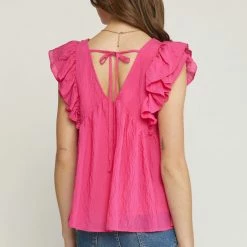 Purple Door Boutique Boardwalk Beauty Fuchsia Babydoll Top