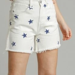Purple Door Boutique White Denim Star Cut Off Shorts