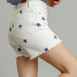 Purple Door Boutique White Denim Star Cut Off Shorts