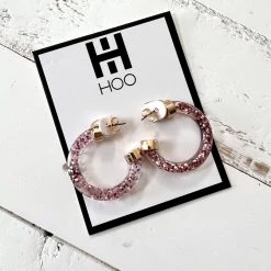 Purple Door Boutique Light Pink Glitter Mini Hoop Earrings Jewelry