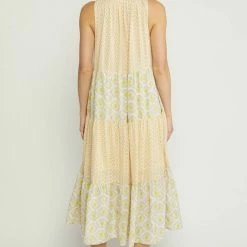 Purple Door Boutique Ladies' Bohemian Gold Tiered Midi Dress