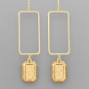 Purple Door Boutique Jewelry Textured Rectangle Gold Dangle Earrings