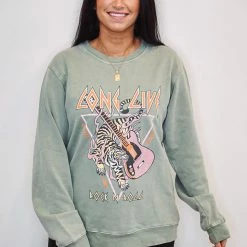 Purple Door Boutique Ladies' Olive Rock N Roll Sweatshirt