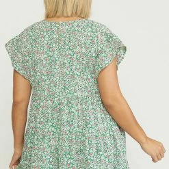 Purple Door Boutique Floral Favorite Green Babydoll Top Summer SALE