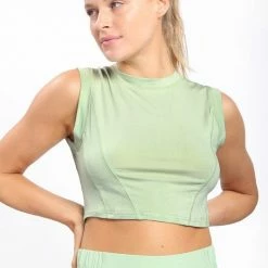 Mono B Athleisure Mono B Fair Green Open Back Cropped Tank Top New Arrivals