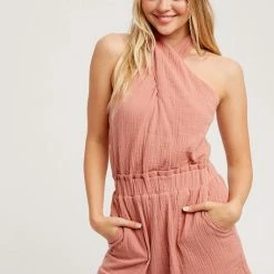Purple Door Boutique Terracotta Halter Style Romper New Arrivals
