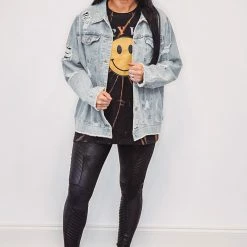 Purple Door Boutique Glory Days Distressed Denim Jacket Ladies'