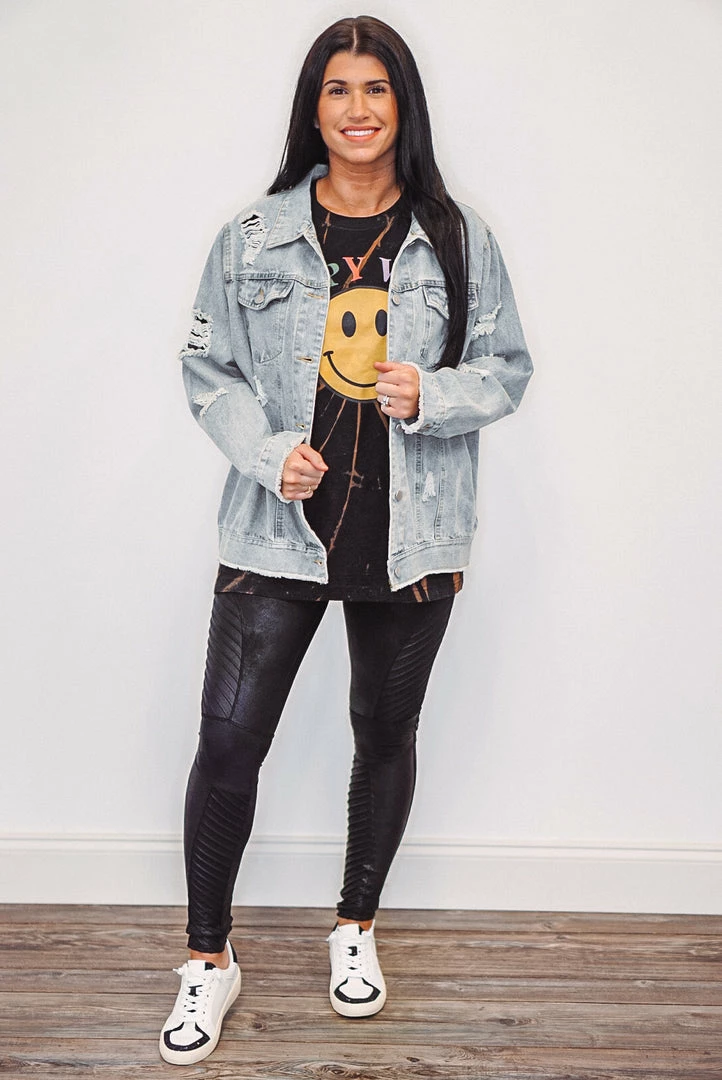 Purple Door Boutique Glory Days Distressed Denim Jacket Ladies' 2 Purple Door Boutique Glory Days Distressed Denim Jacket Ladies'