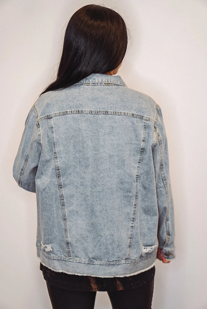 Purple Door Boutique Glory Days Distressed Denim Jacket Ladies' 5 Purple Door Boutique Glory Days Distressed Denim Jacket Ladies'