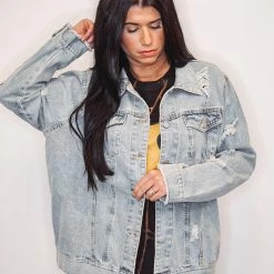 Purple Door Boutique Glory Days Distressed Denim Jacket Ladies' 7 Purple Door Boutique Glory Days Distressed Denim Jacket Ladies'
