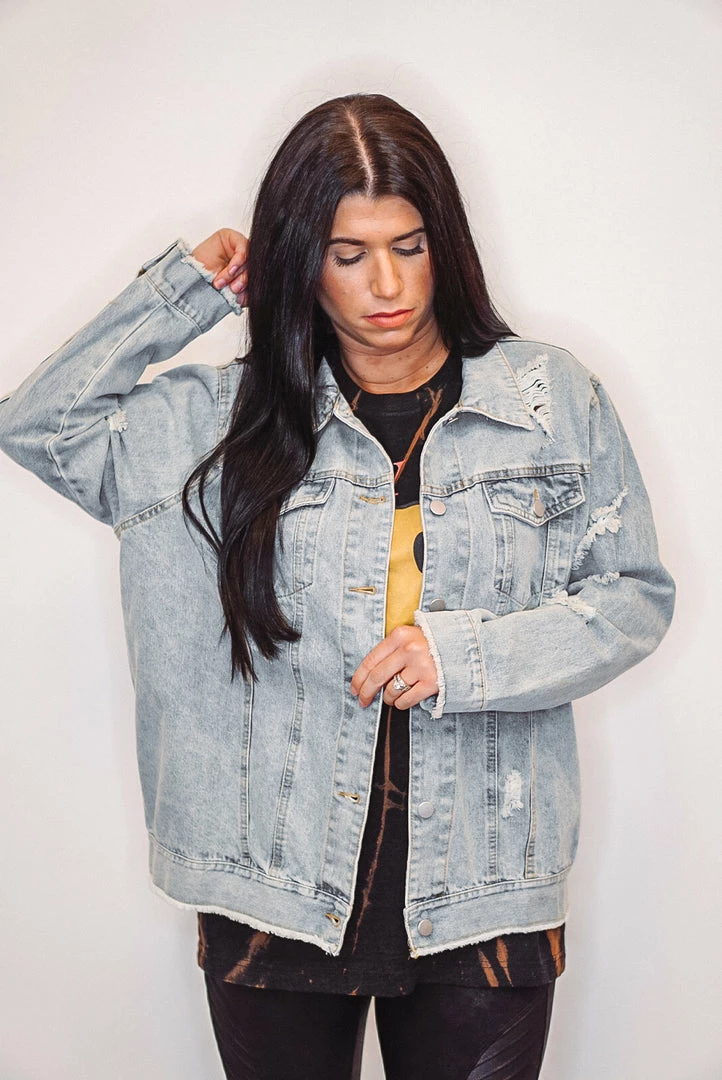 Purple Door Boutique Glory Days Distressed Denim Jacket Ladies' 3 Purple Door Boutique Glory Days Distressed Denim Jacket Ladies'