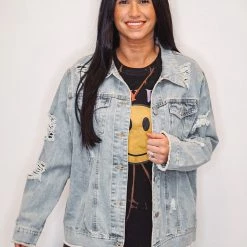 Purple Door Boutique Glory Days Distressed Denim Jacket Ladies'
